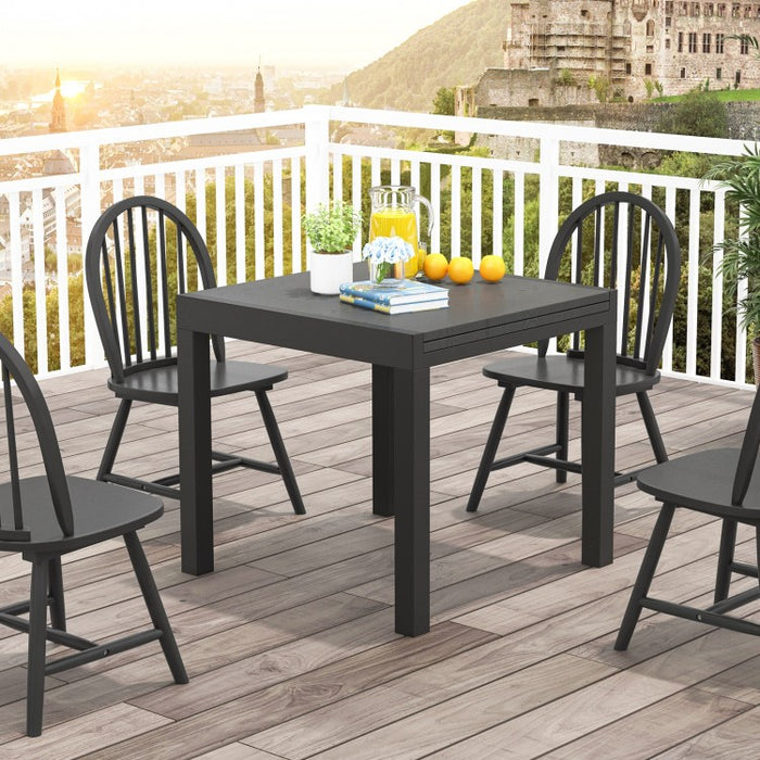 Outdoor Gray Extendable Dining Table - Seats Up to 6 People, Suitable for Patio and Backyard