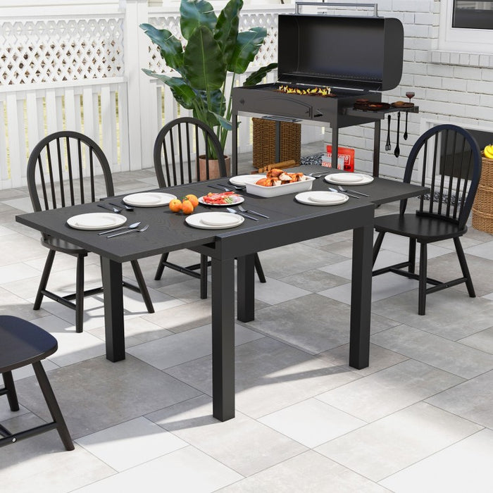 Outdoor Gray Extendable Dining Table - Seats Up to 6 People, Suitable for Patio and Backyard
