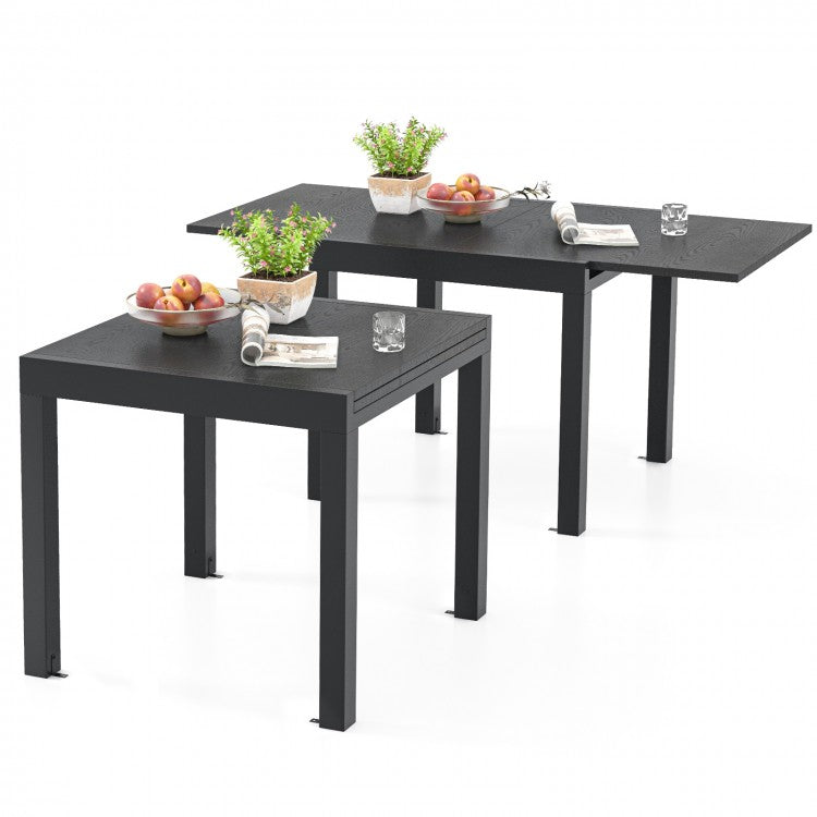 Outdoor Gray Extendable Dining Table - Seats Up to 6 People, Suitable for Patio and Backyard
