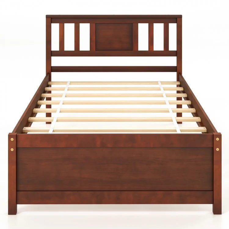 Costway Furniture:Rustic Vintage Wooden Bed with Headboard
