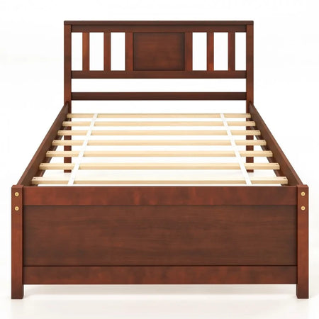 Costway Furniture:Rustic Vintage Wooden Bed with Headboard