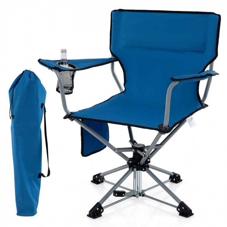 Outdoor Portable Folding Camping Chair with Swivel Function, Storage Bag, and Cup Holder - Suitable for Hiking, Fishing, and Camping