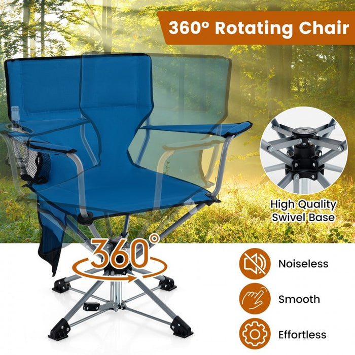 Outdoor Portable Folding Camping Chair with Swivel Function, Storage Bag, and Cup Holder - Suitable for Hiking, Fishing, and Camping