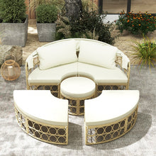 Load image into Gallery viewer, Costway Outdoor Canopy Bed with Round Sofa and Retractable Sunshade - Suitable for Patio, Garden, and Backyard
