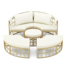 Load image into Gallery viewer, Costway Outdoor Canopy Bed with Round Sofa and Retractable Sunshade - Suitable for Patio, Garden, and Backyard
