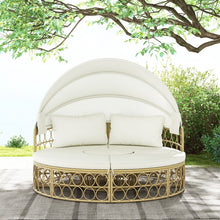 Load image into Gallery viewer, Costway Outdoor Canopy Bed with Round Sofa and Retractable Sunshade - Suitable for Patio, Garden, and Backyard
