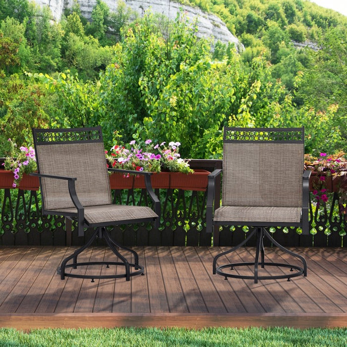Outdoor Patio Swivel Dining Chairs Set - Gray/Brown Garden Furniture