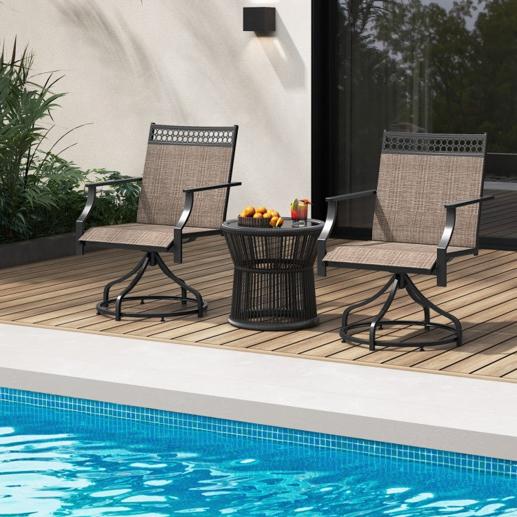 Outdoor Patio Swivel Dining Chairs Set - Gray/Brown Garden Furniture