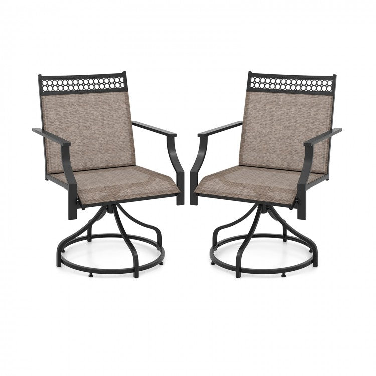 Outdoor Patio Swivel Dining Chairs Set - Gray/Brown Garden Furniture