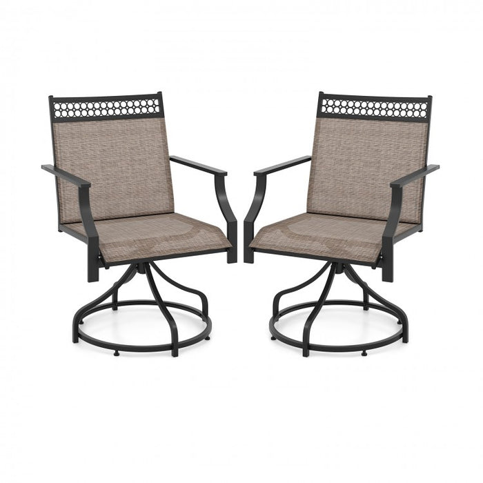 Outdoor Patio Swivel Dining Chairs Set - Gray/Brown Garden Furniture
