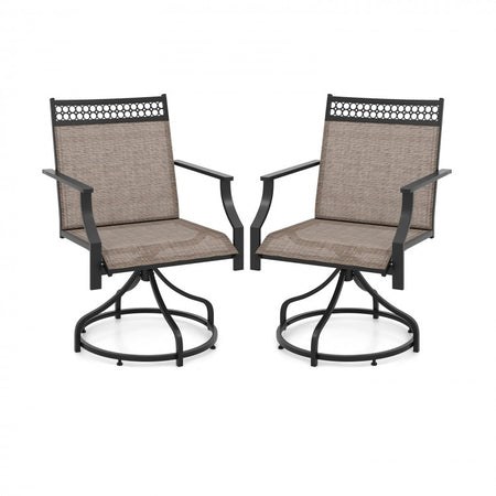Outdoor Patio Swivel Dining Chairs Set - Gray/Brown Garden Furniture