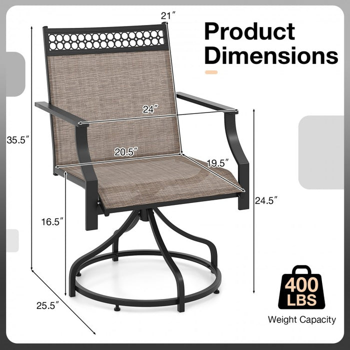 Outdoor Patio Swivel Dining Chairs Set - Gray/Brown Garden Furniture