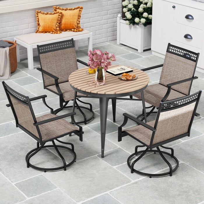 Outdoor Patio Swivel Dining Chairs Set - Gray/Brown Garden Furniture