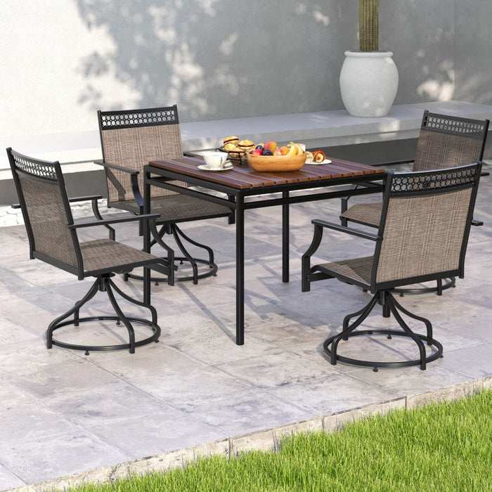 Outdoor Patio Swivel Dining Chairs Set - Gray/Brown Garden Furniture