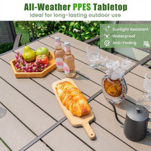 Load image into Gallery viewer, Outdoor Gray Dining Tables Sets - 7-Piece Set with Rectangular Table and 6 Chairs - Suitable for Backyard and Poolside Dining
