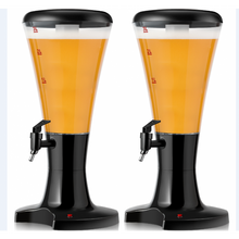 Charger l&#39;image dans la galerie, Black Portable 3L Beer Tower Dispenser with LED Lights - Ideal for Kitchen and Holiday Parties
