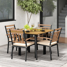 Load image into Gallery viewer, Outdoor Wood Dining Table Set - 5-Piece Set with Square Table and 4 Chairs - Suitable for Patio and Backyard
