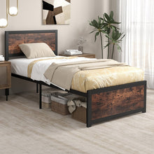 Charger l&#39;image dans la galerie, Costway Furniture:Industrial Style Metal Platform Bed with Headboard
