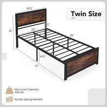 Charger l&#39;image dans la galerie, Costway Furniture:Industrial Style Metal Platform Bed with Headboard
