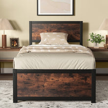 Charger l&#39;image dans la galerie, Costway Furniture:Industrial Style Metal Platform Bed with Headboard
