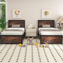 Charger l&#39;image dans la galerie, Costway Furniture:Industrial Style Metal Platform Bed with Headboard
