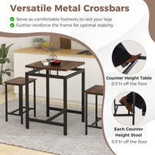 Charger l&#39;image dans la galerie, Industrial Farmhouse Dining Room Sets - 3-Piece Set with Floating Tabletop and Stools - Suitable for Kitchen, Restaurant, and Small Tavern

