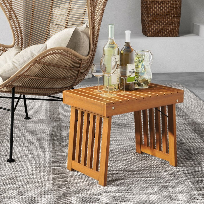 Costway Folding Wooden Side Table Coffee Table - Suitable for Patio and Backyard