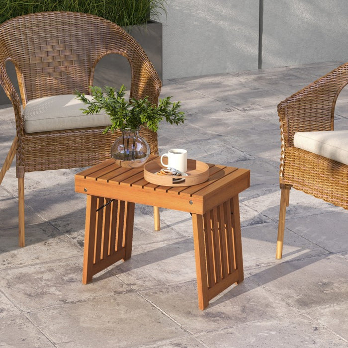 Costway Folding Wooden Side Table Coffee Table - Suitable for Patio and Backyard