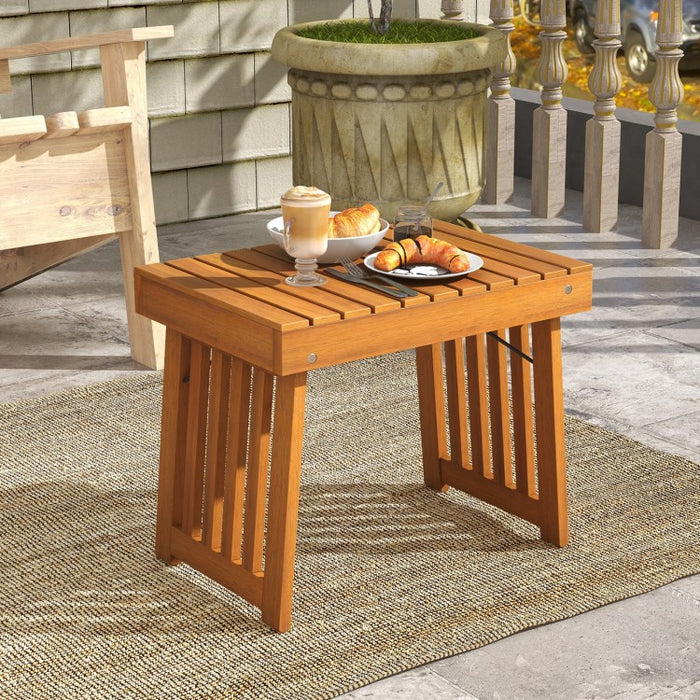 Costway Folding Wooden Side Table Coffee Table - Suitable for Patio and Backyard