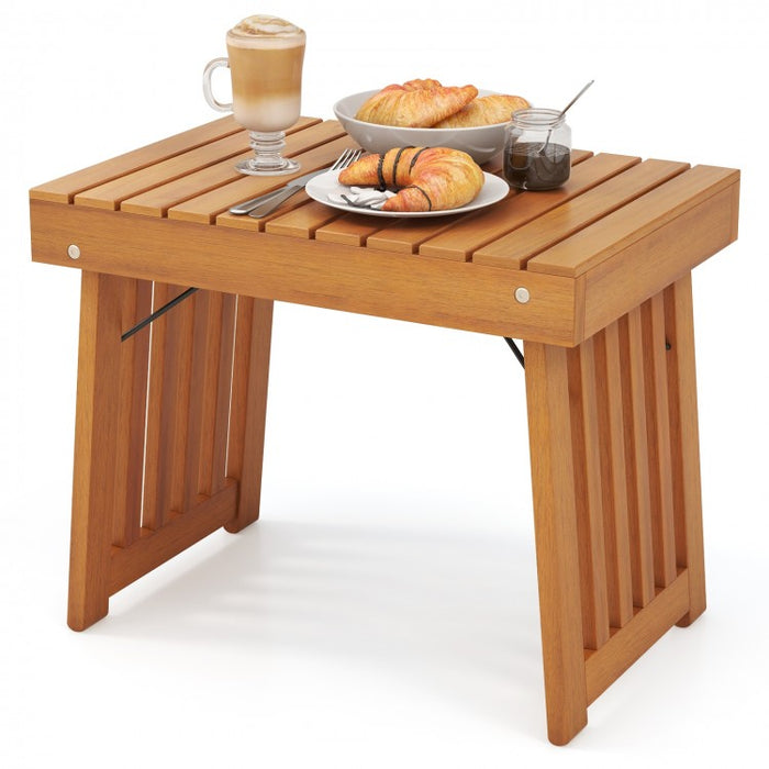 Costway Folding Wooden Side Table Coffee Table - Suitable for Patio and Backyard