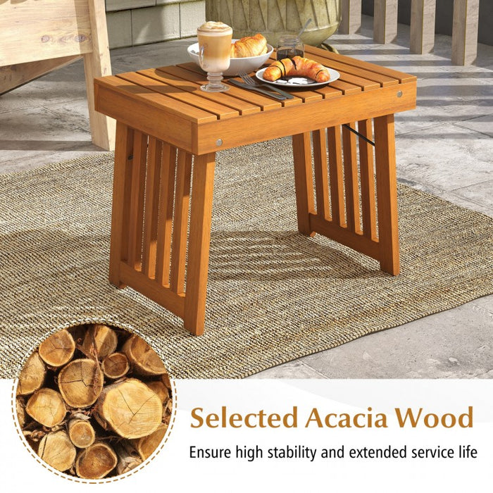 Costway Folding Wooden Side Table Coffee Table - Suitable for Patio and Backyard