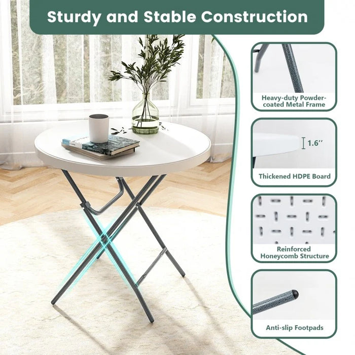 Costway Modern Foldable Round Dining Table - Suitable for Restaurant, Camping, and Backyard Barbecue