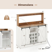 Load image into Gallery viewer, Costway White Coffee Bar Cabinet with Sliding Barn Doors and USB Outlet - Suitable for Kitchen and Restaurant
