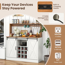 Load image into Gallery viewer, Costway White Coffee Bar Cabinet with Sliding Barn Doors and USB Outlet - Suitable for Kitchen and Restaurant
