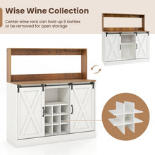 Load image into Gallery viewer, Costway White Coffee Bar Cabinet with Sliding Barn Doors and USB Outlet - Suitable for Kitchen and Restaurant
