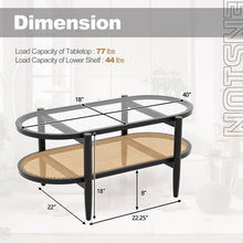 Charger l&#39;image dans la galerie, Modern Oval Glass Coffee Table with 2-Tier Storage - Suitable for Living Room and Office
