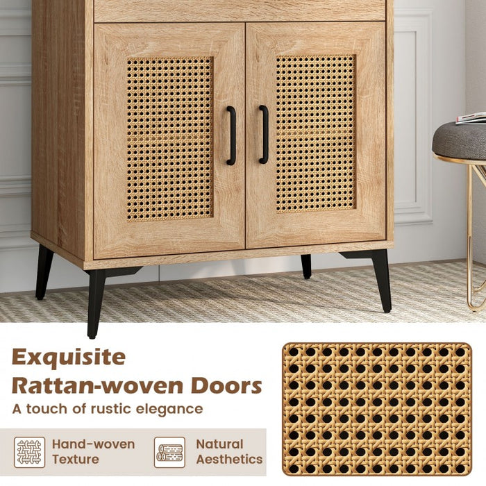Modern Coffee Bar Cabinet with Storage and Built-in Pegboard and Drawers - Suitable for Restaurant and Kitchen