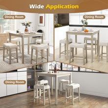 Load image into Gallery viewer, Gray Farmhouse Dining Room Sets - 5-Piece Set with 4 Saddle Cushioned Stools - Suitable for Kitchen and Restaurant
