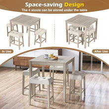 Load image into Gallery viewer, Gray Farmhouse Dining Room Sets - 5-Piece Set with 4 Saddle Cushioned Stools - Suitable for Kitchen and Restaurant
