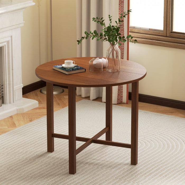 Rustic Vintage Solid Wood Dining Room Table - Round Folding Table - Suitable for Kitchen and Dining Gatherings