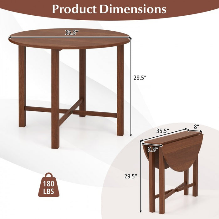Rustic Vintage Solid Wood Dining Room Table - Round Folding Table - Suitable for Kitchen and Dining Gatherings