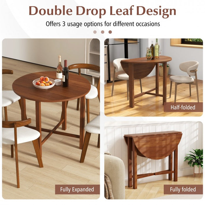 Rustic Vintage Solid Wood Dining Room Table - Round Folding Table - Suitable for Kitchen and Dining Gatherings