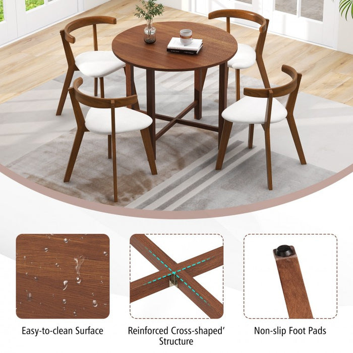 Rustic Vintage Solid Wood Dining Room Table - Round Folding Table - Suitable for Kitchen and Dining Gatherings