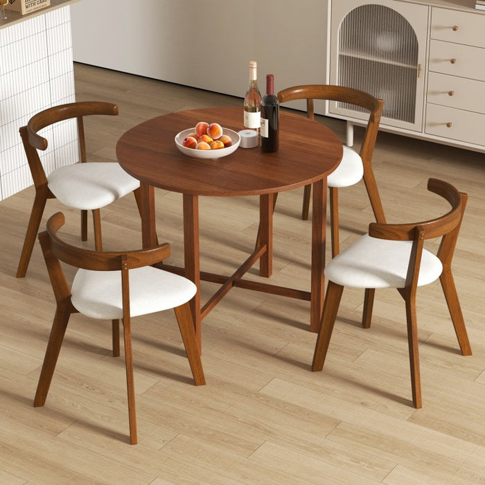 Rustic Vintage Solid Wood Dining Room Table - Round Folding Table - Suitable for Kitchen and Dining Gatherings