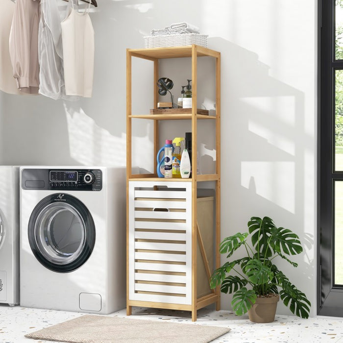 4-Tier Tilt Laundry Basket Clothes Storage Rack for Bathroom and Laundry Room