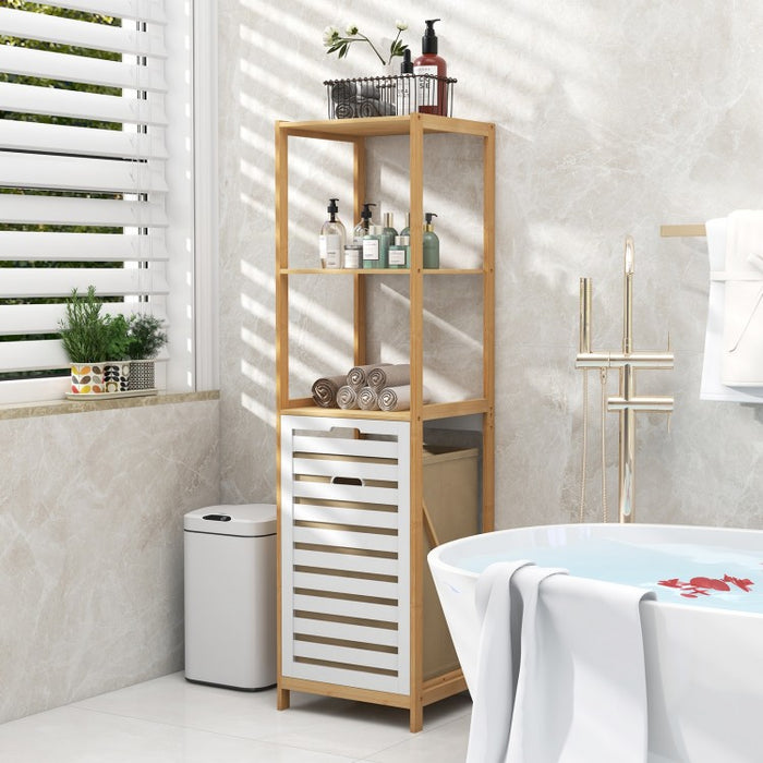 4-Tier Tilt Laundry Basket Clothes Storage Rack for Bathroom and Laundry Room