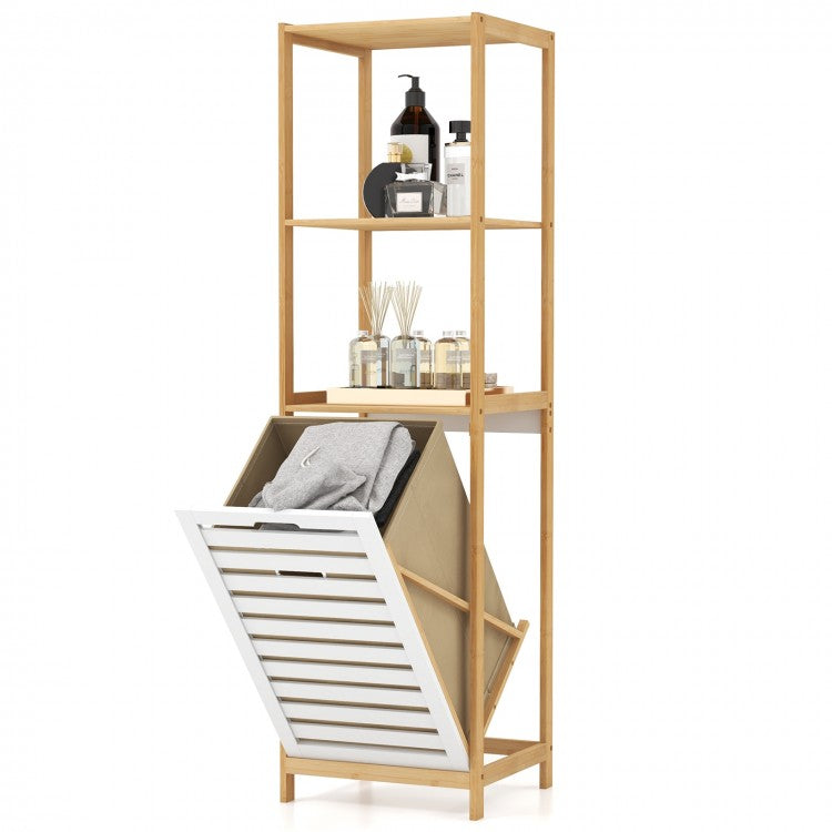 4-Tier Tilt Laundry Basket Clothes Storage Rack for Bathroom and Laundry Room