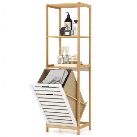 4-Tier Tilt Laundry Basket Clothes Storage Rack for Bathroom and Laundry Room