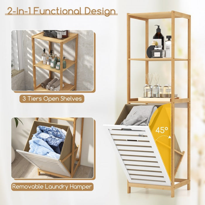 4-Tier Tilt Laundry Basket Clothes Storage Rack for Bathroom and Laundry Room