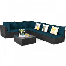Load image into Gallery viewer, Costway 7-Piece Section Couch Set with Glass Coffee Table - Suitable for Backyard, Garden, and Party Gatherings

